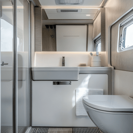 Motorhome Toilets Baños en Casas Rodantes, Badezimmer in Wohnmobilen